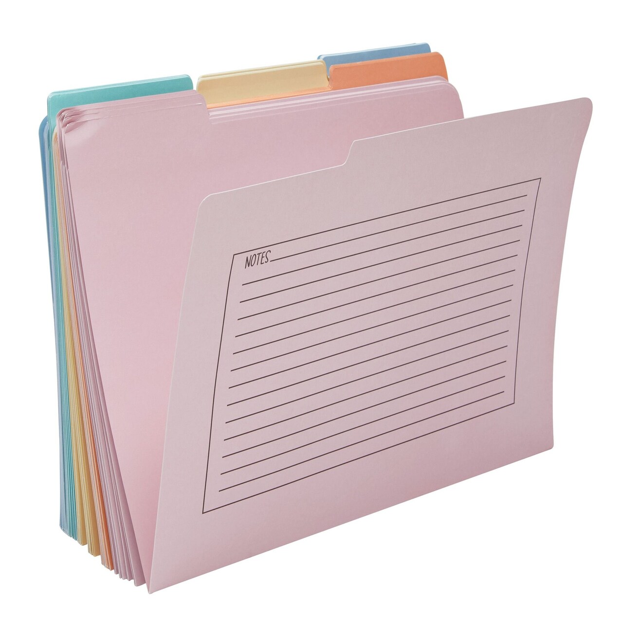 Stockroom Plus 30-Pack Notes File Folders, 11.5x9.5 Inches (Letter Size), 1/3 Cut Tabs, 5 Assorted Colors, Colored Lined File Folders for Office, Classroom, and Home Use